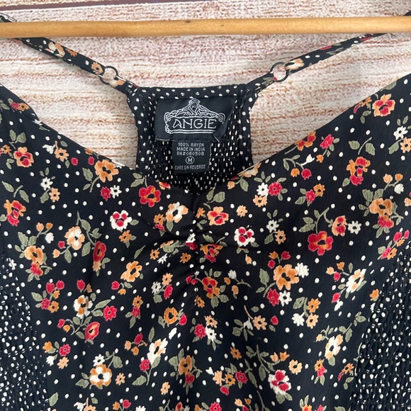 Angie Black Floral Dress with Dots - Picture 1 of 3